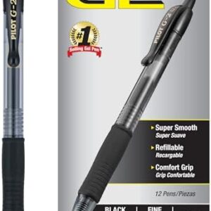 Pilot, G2 Premium Gel Roller Pens, Fine Point 0.7 mm, Black, Pack of 12 (Dozen Box)  Office Products